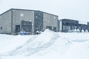 Small business covered in winter snow