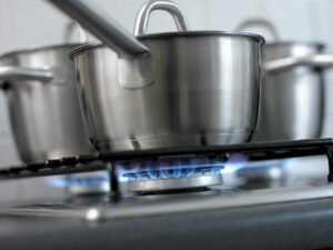 image of pots on a natural gas burner